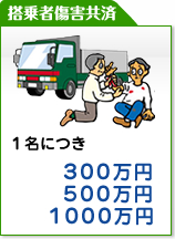 搭乗者傷害共済：１名につき300万円～1000万円